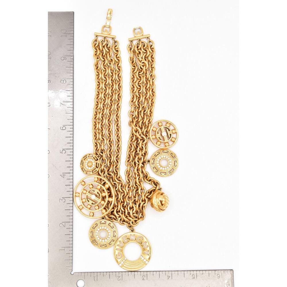 Givenchy Vintage Runway Statement Logo Charm Necklace Gold Chunky Signed Bin5 - Picture 12 of 12